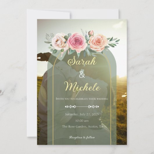 Sage Green Floral Invitation Kaart (Voorkant)