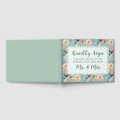Sage Green Floral Lace Elegant Wedding Calligraphy Gastenboek (Volledig)