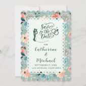 Sage Green Floral Lace Elegant Wedding Calligraphy Kaart (Voorkant)
