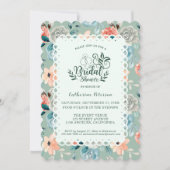 Sage Green Floral Lace Elegant Wedding Calligraphy Kaart (Voorkant)