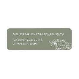 Sage Green Floral Line Art  Etiket