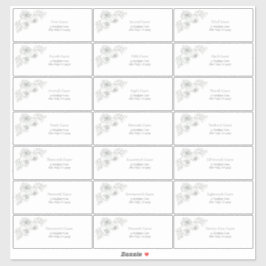 Sage Green Floral Line Art Guest Adres Sticker