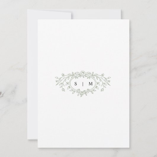 Sage Green Floral Line Art Save The Date (Achterkant)