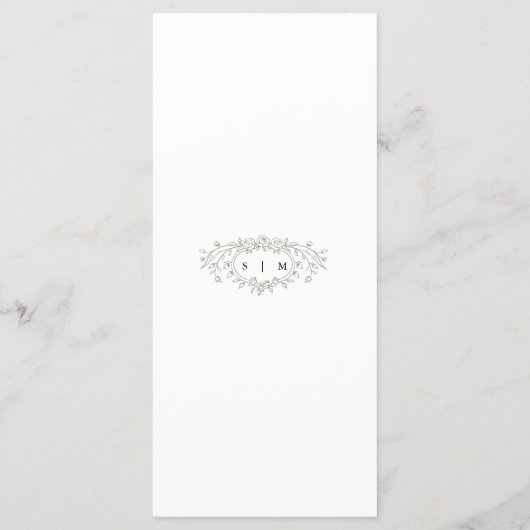 Sage Green Floral Line Art Wedding Flat Menu (Achterkant)