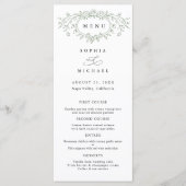 Sage Green Floral Line Art Wedding Flat Menu (Voorkant)