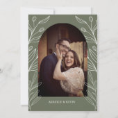 Sage Green Floral Modern Minimalist Wedding Kaart (Achterkant)