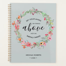 Sage Green Floral Moderne Persoonlijke scripts Planner