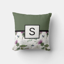 Sage Green Floral Monogram Kussen