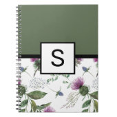 Sage Green Floral Monogram Notitieboek (Voorkant)