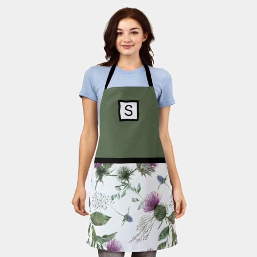 Sage Green Floral Monogram Schort (Gedragen)