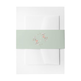 Sage Green Floral Monogram Wedding Belly Band Uitnodigingen Wikkel