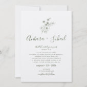 Sage Green Floral Muslim Weduwen Invitation Kaart (Voorkant)