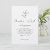 Sage Green Floral Muslim Weduwen Invitation Kaart (Staand voorkant)