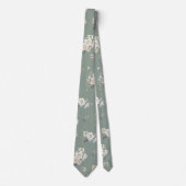Sage Green Floral Necktie for Wedding Stropdas (Voorkant)