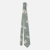 Sage Green Floral Necktie for Wedding Stropdas (Achterkant)