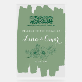 Sage Green Floral Nikkah Acrylic Sign Acryl Bord
