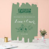 Sage Green Floral Nikkah Acrylic Sign Acryl Bord (Huwelijk)