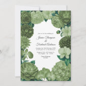 Sage Green Floral Photo and QR Code Wedding Kaart (Voorkant)
