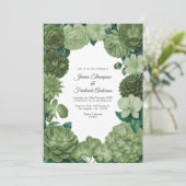 Sage Green Floral Photo and QR Code Wedding Kaart (Staand voorkant)
