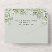 Sage Green Floral Princess 15 Zilveren Quinceanera All In One Uitnodiging (Achterkant)