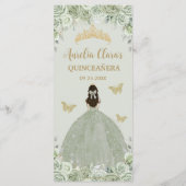 Sage Green Floral Princess Gold Quinceañera Menu (Achterkant)