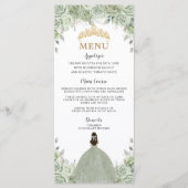 Sage Green Floral Princess Gold Quinceañera Menu (Voorkant)