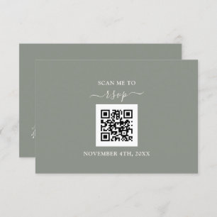 Sage Green Floral QR Code Uw URL bruiloft toevoege RSVP Kaartje