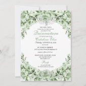 Sage Green Floral Quinceanera Birthday Kaart (Voorkant)