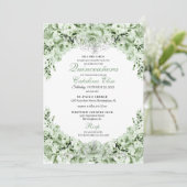 Sage Green Floral Quinceanera Birthday Kaart (Staand voorkant)