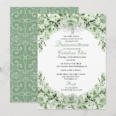 Sage Green Floral Quinceanera Birthday Kaart (Voorkant / Achterkant)