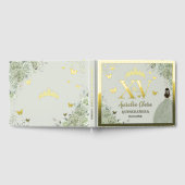Sage Green Floral Quinceañera Quince 15 XV Gold Gastenboek (Volledig)