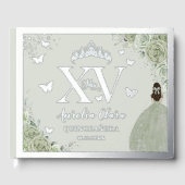 Sage Green Floral Quinceañera Quince 15 XV Zilver Gastenboek (Voorkant)