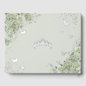 Sage Green Floral Quinceañera Quince 15 XV Zilver Gastenboek (Achterkant)