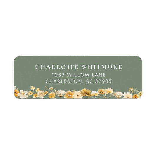 Sage Green Floral Return Address Label (Voorkant)