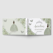 Sage Green Floral Roos Princess Silver Quinceañera Gastenboek (Volledig)