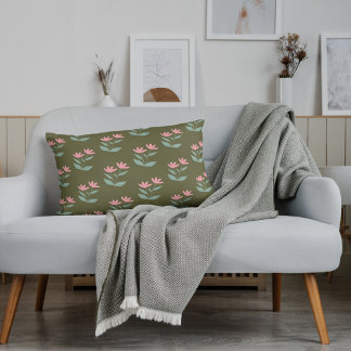 Sage Green Floral Roze Sierkussen Kussen