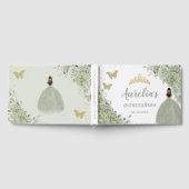 Sage Green Floral Rozen Princess Gold Quinceañera Gastenboek (Volledig)