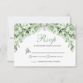 Sage Green Floral RSVP Enclosure Kaart (Voorkant)