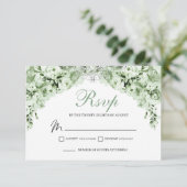 Sage Green Floral RSVP Enclosure Kaart (Staand voorkant)
