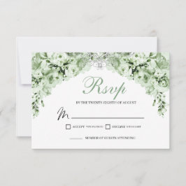Sage Green Floral RSVP Enclosure Kaart