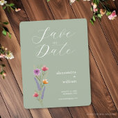 Sage Green Floral Save the Date Kaart