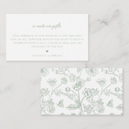 Sage Green Floral schrijft over cadeaubonnen Informatiekaartje