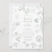  Sage Green Floral Script Vrijgezellenfeest Kaart (Voorkant)