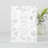  Sage Green Floral Script Vrijgezellenfeest Kaart (Staand voorkant)