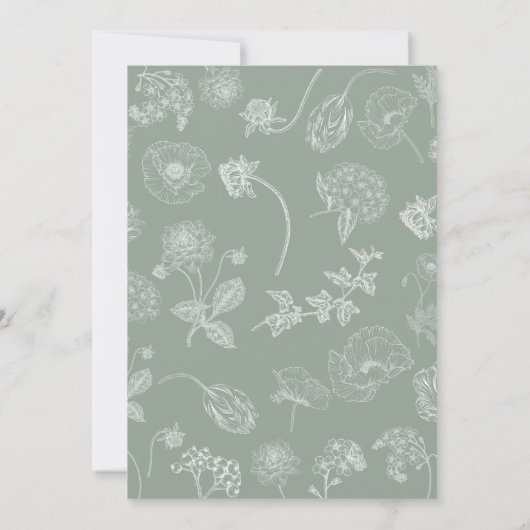  Sage Green Floral Script Vrijgezellenfeest Kaart (Achterkant)