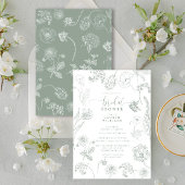  Sage Green Floral Script Vrijgezellenfeest Kaart
