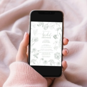  Sage Green Floral Script Vrijgezellenfeest Kaart