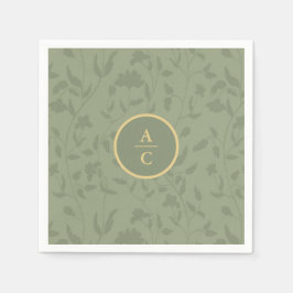 Sage Green Floral Servet