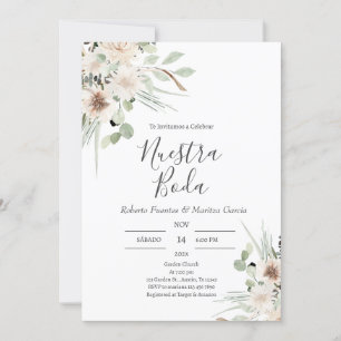 Sage Green Floral Spain Wedding Kaart
