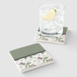 Sage Green Floral Stenen Onderzetter